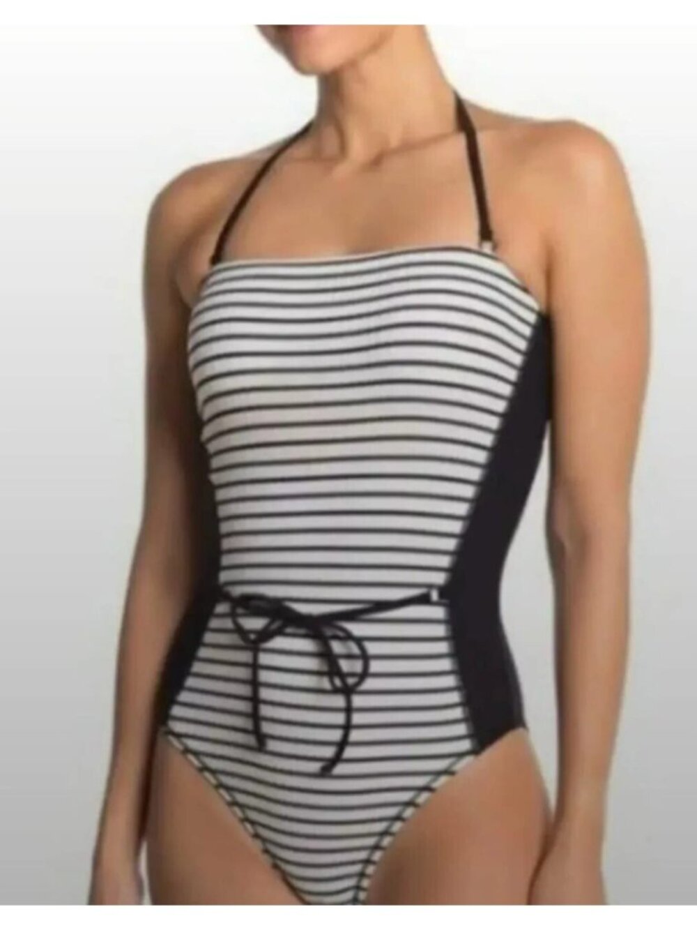 ROBIN PICCONE One Piece Swimsuit Black Size 8 Striped New